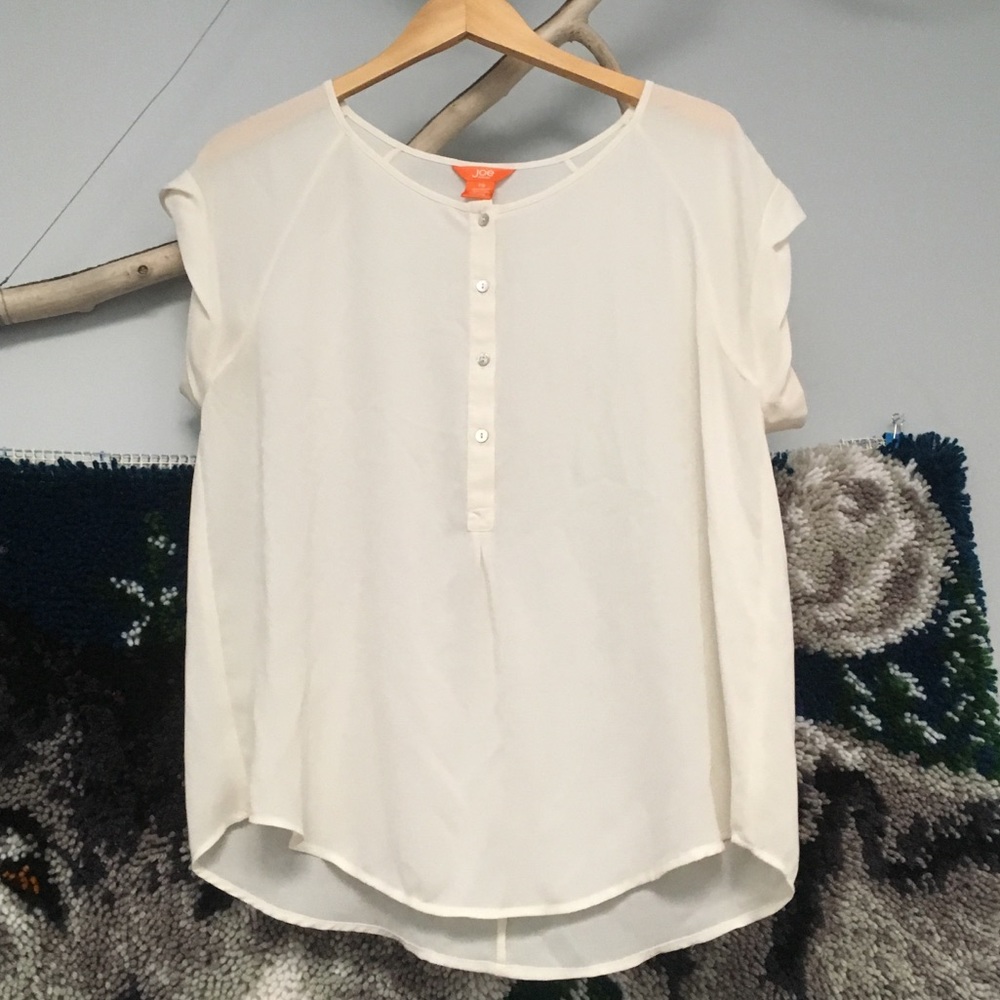 Joe Fresh Ivory Capped Sleeve Blouse size L
